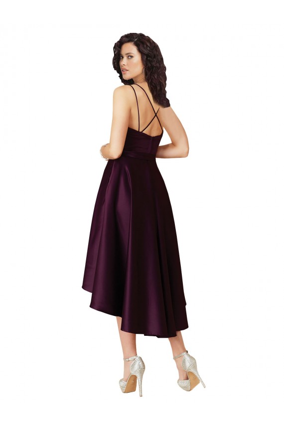 Sleeveless Scoop Neck Neck Satin Grape Short High Low Prom Dress / Bridesmaid Dress Leicester