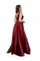 Sleeveless V-Neck Satin Burgundy Long Formal Plus Size Evening Gown / Prom Dress / Bridesmaid Dress Leicester
