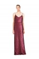 Sleeveless High Neck Sequin Burgundy Long Formal Evening Gown / Prom Dress / Bridesmaid Dress Leicester