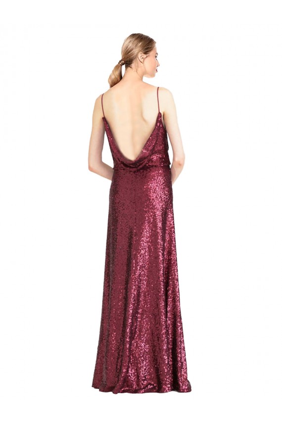 Sleeveless High Neck Sequin Burgundy Long Formal Evening Gown / Prom Dress / Bridesmaid Dress Leicester