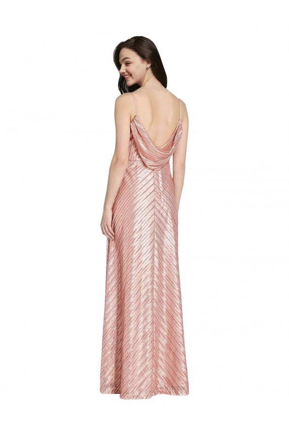 Sleeveless V-Neck Sequin Rose Gold Long Formal Evening Gown / Prom Dress / Bridesmaid Dress Leicester