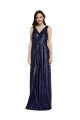 Sleeveless V-Neck Sequin Dark Navy Sheath Long Formal Evening Gown / Prom Dress / Bridesmaid Dress Leicester