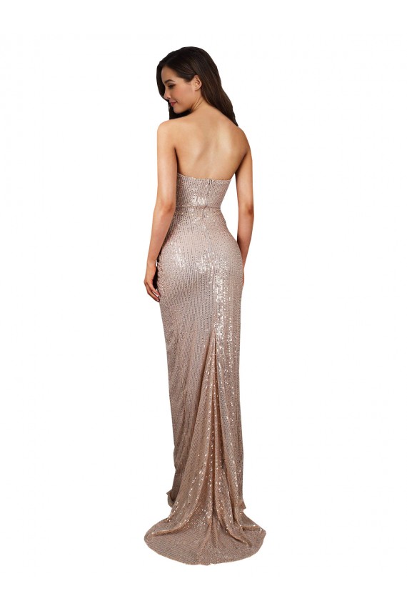Sleeveless Scoop Neck Sequin Champagne Long Formal Evening Gown / Prom Dress / Bridesmaid Dress Leicester