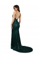 Sleeveless V-Neck Sequin Dark Green Mermaid Long Formal Evening Gown / Prom Dress / Bridesmaid Dress Leicester