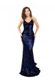 Sleeveless V-Neck Sequin Dark Navy Long Formal Evening Gown / Prom Dress / Bridesmaid Dress Leicester