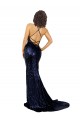 Sleeveless V-Neck Sequin Dark Navy Long Formal Evening Gown / Prom Dress / Bridesmaid Dress Leicester