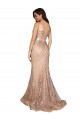 Sleeveless V-Neck Sequin & Sparkling Sequin Rose Gold Long Formal Plus Size Evening Gown / Prom Dress / Bridesmaid Dress Leicester