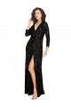 Long Sleeves V-Neck Sequin Black Long Formal Dress / Bridesmaid Dress Leicester
