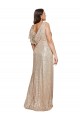 Sleeveless V-Neck Sequin Gold Long Black Tie Plus Size Evening Gown / Prom Dress / Bridesmaid Dress Leicester