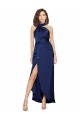 Sleeveless High Neck Silk like Satin Sapphire Long High Low Evening Gown / Prom Dress / Bridesmaid Dress Leicester