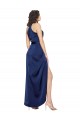 Sleeveless High Neck Silk like Satin Sapphire Long High Low Evening Gown / Prom Dress / Bridesmaid Dress Leicester