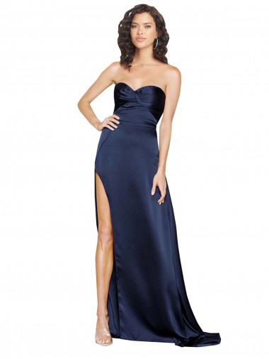 Sleeveless High Neck Silk like Satin Sapphire Long Formal Evening Gown / Prom Dress / Bridesmaid Dress Leicester
