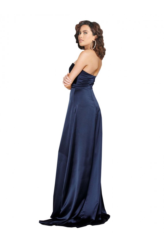 Sleeveless High Neck Silk like Satin Sapphire Long Formal Evening Gown / Prom Dress / Bridesmaid Dress Leicester