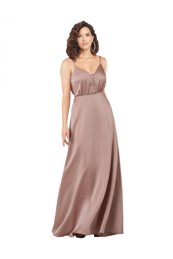 Sleeveless Sweetheart Silk like Satin Dusty Pink Long Formal Evening Gown / Bridesmaid Dress Leicester