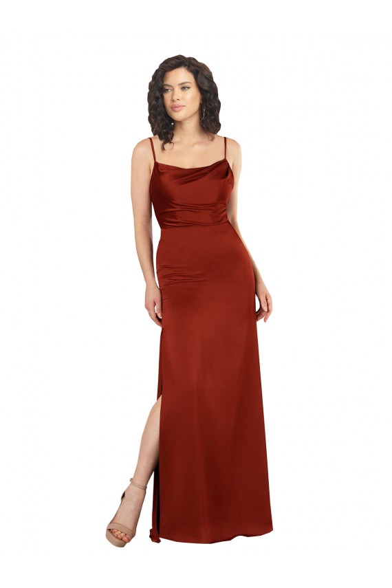 Sleeveless Square Neck Silk like Satin Red Long Formal Evening Gown / Prom Dress / Bridesmaid Dress Leicester