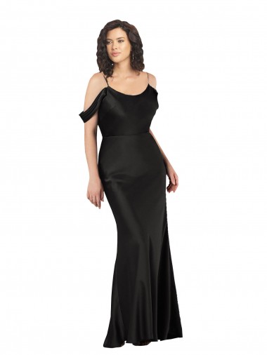 Sleeveless Off the Shoulder Silk like Satin Black Long Formal Dress / Bridesmaid Dress Leicester