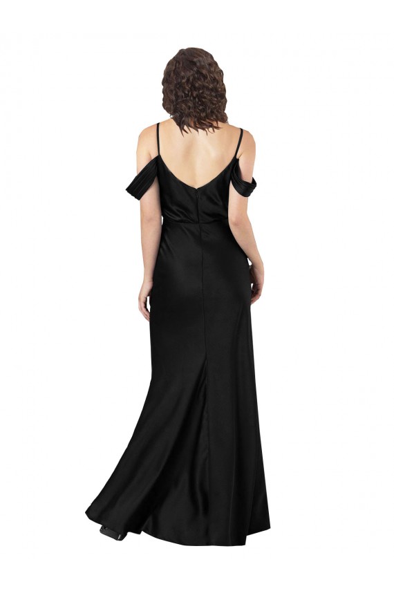 Sleeveless Off the Shoulder Silk like Satin Black Long Formal Dress / Bridesmaid Dress Leicester