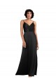 Sleeveless V-Neck Silk like Satin Black Column Long Formal Evening Gown / Prom Dress / Bridesmaid Dress Leicester