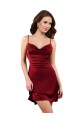 Sleeveless Cowl Neck Silk like Satin Burgundy Midi Length Formal Evening Gown / Prom Dress / Bridesmaid Dress Leicester