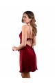 Sleeveless Cowl Neck Silk like Satin Burgundy Midi Length Formal Evening Gown / Prom Dress / Bridesmaid Dress Leicester
