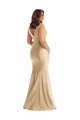 Sleeveless V-Neck Silk like Satin Soft Gold Long Formal Plus Size Evening Gown / Prom Dress / Bridesmaid Dress Leicester