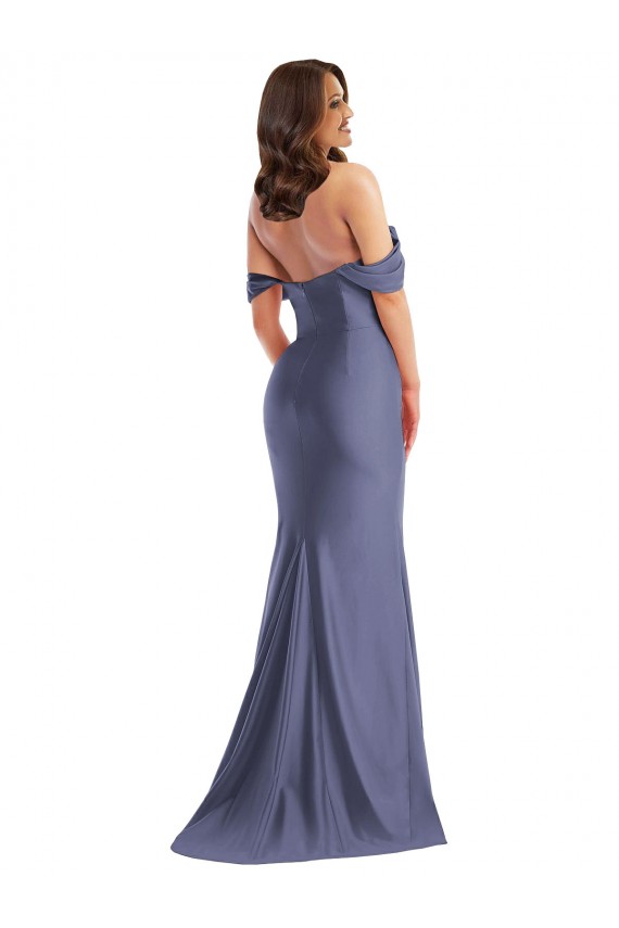 Sleeveless Off the Shoulder Silk like Satin French Blue Long Black Tie Plus Size Evening Gown / Prom Dress / Bridesmaid Dress Leicester