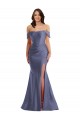 Sleeveless Off the Shoulder Silk like Satin French Blue Long Black Tie Plus Size Evening Gown / Prom Dress / Bridesmaid Dress Leicester