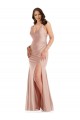 Sleeveless V-Neck Silk like Satin Dusty Pink Long Formal Plus Size Evening Gown / Prom Dress / Bridesmaid Dress Leicester
