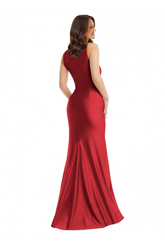 Sleeveless Square Neck Silk like Satin Red Long Formal Plus Size Evening Gown / Prom Dress / Bridesmaid Dress Leicester