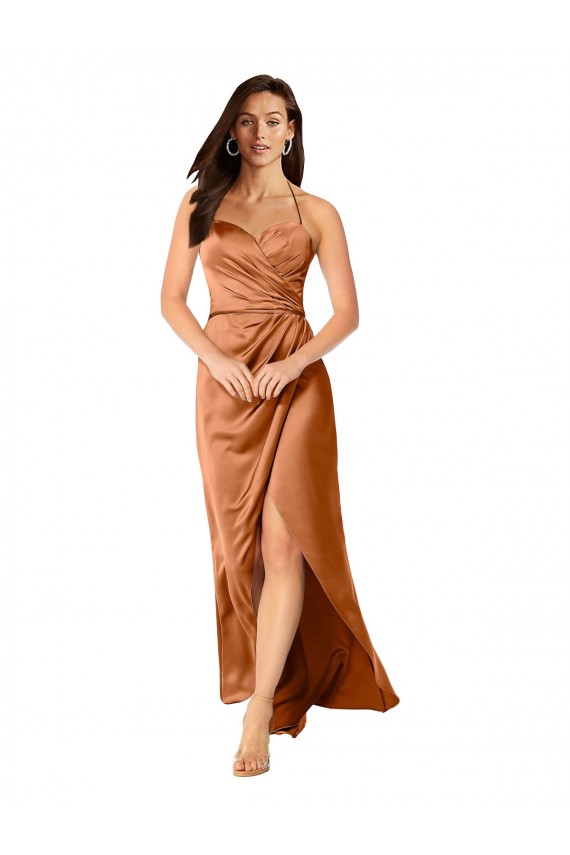 Sleeveless Sweetheart Silk like Satin Orange Long High Low Evening Gown / Prom Dress / Bridesmaid Dress Leicester