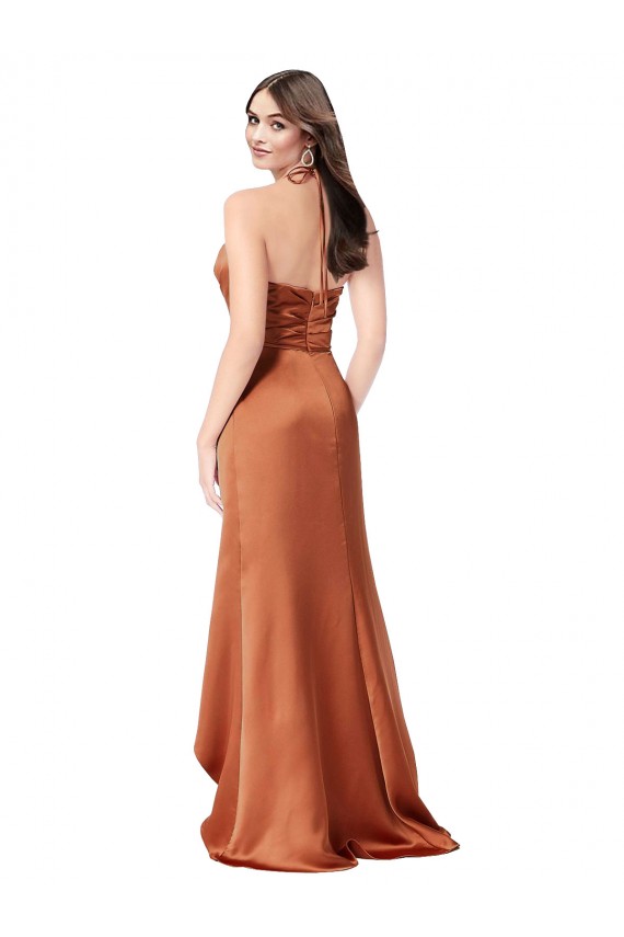 Sleeveless Sweetheart Silk like Satin Orange Long High Low Evening Gown / Prom Dress / Bridesmaid Dress Leicester