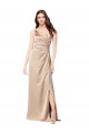 Sleeveless V-Neck Silk like Satin Champagne Pink Long Formal Evening Gown / Prom Dress / Bridesmaid Dress Leicester