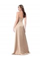 Sleeveless V-Neck Silk like Satin Champagne Pink Long Formal Evening Gown / Prom Dress / Bridesmaid Dress Leicester