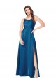 Sleeveless Cowl Neck Silk like Satin Peacock Blue Long Formal Evening Gown / Prom Dress / Bridesmaid Dress Leicester