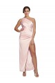 Sleeveless One Shoulder Silk like Satin Pink Long Semi Formal Evening Dress / Prom Dress / Bridesmaid Dress Leicester