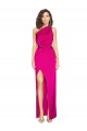 Sleeveless One Shoulder Silk like Satin Fuchsia Long Formal Evening Gown / Prom Dress / Bridesmaid Dress Leicester