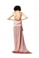 Sleeveless One Shoulder Silk like Satin Dusty Pink Long Formal Evening Gown / Prom Dress / Bridesmaid Dress Leicester