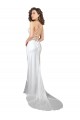 Sleeveless Cowl Neck Silk like Satin White Sweep Train Beach Wedding Dress Leicester