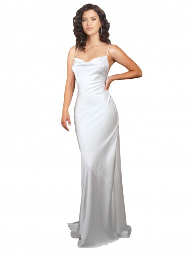 Sleeveless Cowl Neck Silk like Satin White Sweep Train Beach Wedding Dresses Leicester