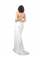 Sleeveless Cowl Neck Silk like Satin White Sweep Train Beach Wedding Dresses Leicester