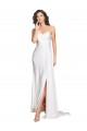 Sleeveless One Shoulder Silk like Satin White Long Wedding Dress Leicester