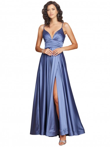 Sleeveless Sweetheart Silk like Satin French Blue Long Black Tie Evening Gown / Prom Dress / Bridesmaid Dress Leicester