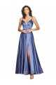 Sleeveless Sweetheart Silk like Satin French Blue Long Black Tie Evening Gown / Prom Dress / Bridesmaid Dress Leicester
