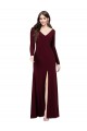 Long Sleeves V-Neck Spandex Burgundy Gold Long Prom Dress / Bridesmaid Dress Leicester