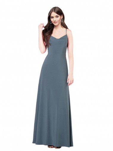 Sleeveless V-Neck Spandex Slate Grey Long Prom Dress / Bridesmaid Dress Leicester