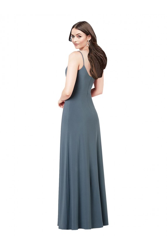 Sleeveless V-Neck Spandex Slate Grey Long Prom Dress / Bridesmaid Dress Leicester