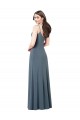 Sleeveless V-Neck Spandex Slate Grey Long Prom Dress / Bridesmaid Dress Leicester