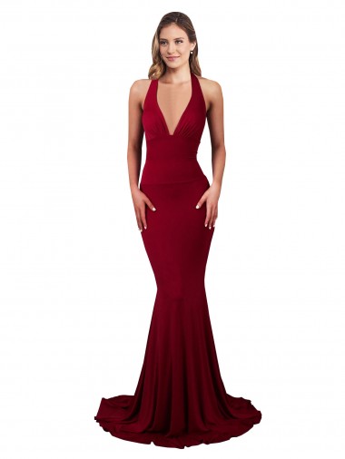 Sleeveless V-Neck Spandex Burgundy Long Formal Evening Gown / Prom Dress / Bridesmaid Dress Leicester