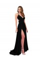 Sleeveless V-Neck Spandex Black Long Black Tie Evening Gown / Prom Dress / Bridesmaid Dress Leicester