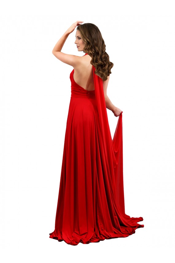 Sleeveless Halter Neck Spandex Red Long Formal Evening Gown / Prom Dress / Bridesmaid Dress Leicester